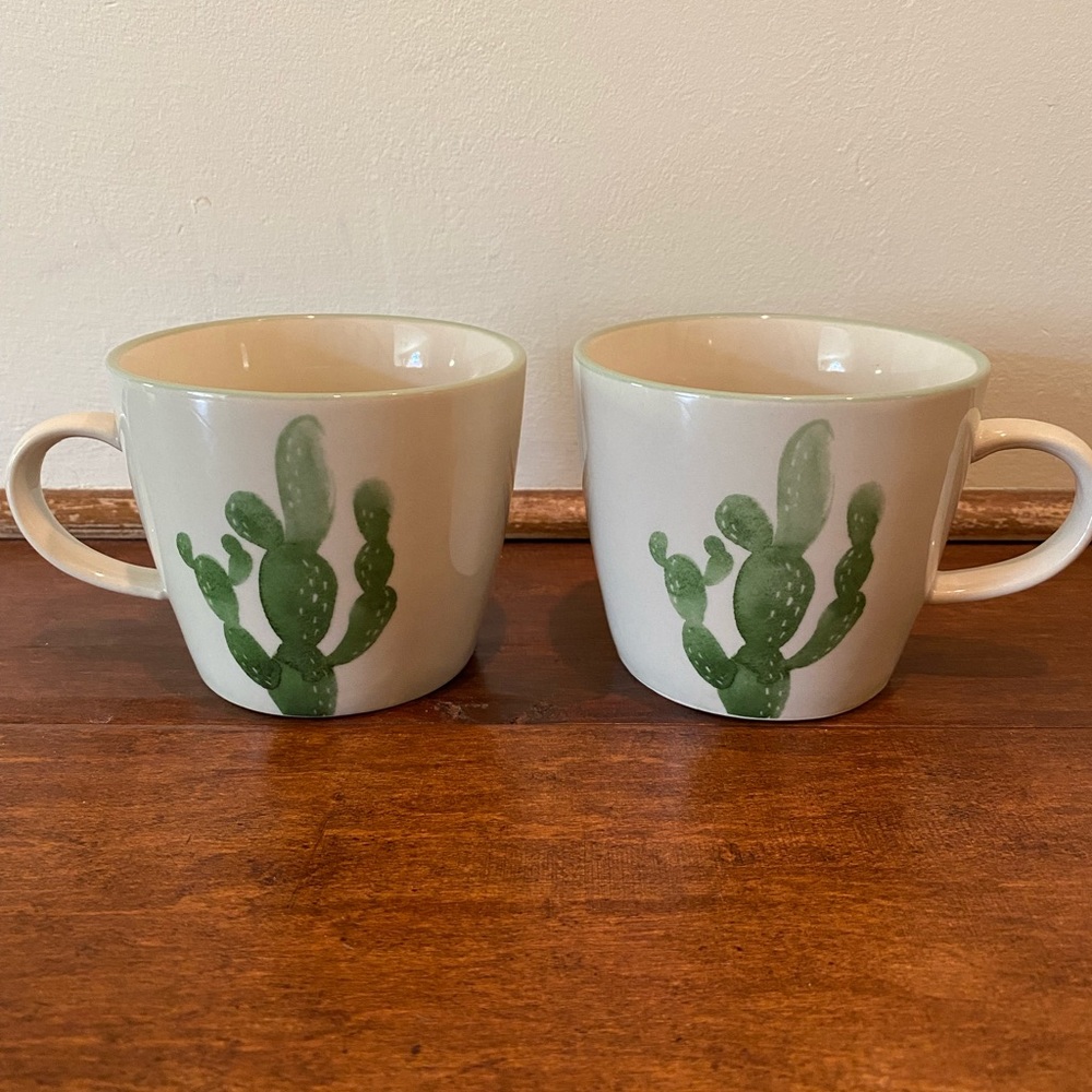 Set of 2 - Cactus watercolor coffee cups mugs